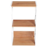 HOMCOM Mobilier Rastel Librarie 3 Rafturi cu Schelet in Otel Alb si Rafturi in Lemn 40x35x72.5cm(m-9)