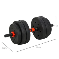 Homcom Set Gantere/Haltera 25 kg cu 12 discuri reglabile(m-3)