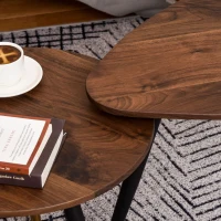 HOMCOM Masute de sufragerie in Stil industrial, Set 2 Piese, din Lemn Forma de Picatura(m-9)