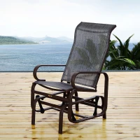 Outsunny Sedia a Dondolo da Giardino, Marrone e grigio, 75×60×105cm(m-1)