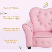 HOMCOM Fotoliu pentru Copii Capitonat Tapiterie din PVC Structura din Lemn(m-5)