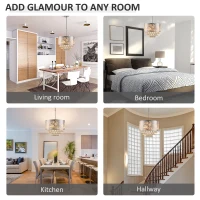 HOMCOM Candelabru Modern din Cristal Inaltime Reglabila, 44 Pandantive din Sticla(m-7)