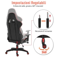 Vinsetto Fotoliu pentru Gaming in Piele Sintetica Premium Ergonomica Spatar Inalt Negru si Rosu(m-6)