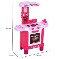 HOMCOM Jucarie Bucatarie pentru Copii cu sunete si lumini 33 Accesorii Inclus(m-3)