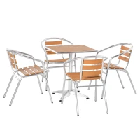 Outsunny set de gradina cu masa si 4 scaune, aluminiu(m-1)