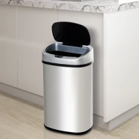 Homcom Pattumiera in Acciaio Inox con Apertura Automatica con Sensore 48 Litri(m-2)