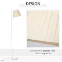 HOMCOM Lampadar de Sol cu abajur, baza rotunda, Metal, 25x27x165 cm, Alb/Crem(m-4)