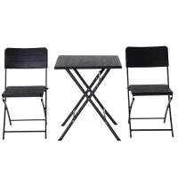 Outsunny Set de Mobilier de Exterior Masa cu 2 Scaune Pliabile Negru(m-4)
