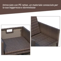 Outsunny Set Mobilier PE Rattan Masa de Pranz, 4 Scaune si 4 Taburet cu Perne,Maro(m-8)