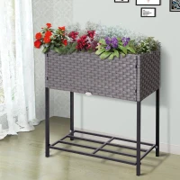 Outsunny vas de flori, cu raft, 70x30x72cm, gri(m-2)