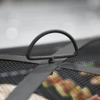 Outsunny Brazier de Gradina cu Capac pentru Arestarea Scanteilor si Grila pentru Gratar(m-8)