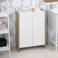 HOMCOM Dulap modern cu 2 usi 2 parti de spatiu interior alb culoare stejar(m-7)