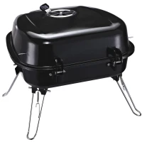 Outsunny Mini Gratar de Excursie cu capac si Picioare pliante, Negru(m-6)