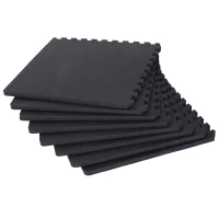 HOMCOM Covor Puzzle in EVA pentru Casa si Sala Nealunecoasa 8 Bucati cu Margini,Negru 63.5x63.5x2cm(m-13)