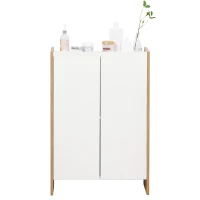 HOMCOM Dulap modern cu 2 usi 2 parti de spatiu interior alb culoare stejar(m-4)