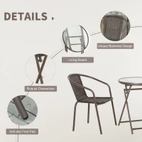 Outsunny set masa pliabila si scaune, din otel si ratan, maro(m-7)