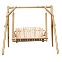 Outsunny Dondolo da Giardino in Legno di Abete Naturale a Doghe(m-3)