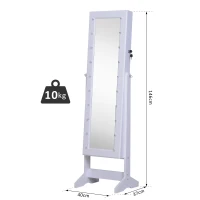 HOMCOM dulap bijuterii, oglinda si leduri incluse,40x37x146 cm(m-3)