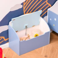 Homcom Cutie Depozitare Jucarii + Banca Albastru pentru Copii(m-4)