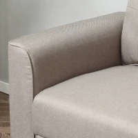 HOMCOM Canapea 2 Locuri cu Tapiterie din Material textil cu efect de In, Canapea Moderna Tapitata cu 6 Picioare din Lemn si Cotiere - Bej(m-8)