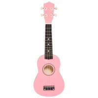 HOMCOM Ukulele Soprano de 53cm din Lemn 4 Cozi din Nylon Accesorii Incluse Roz(m-4)