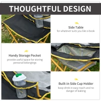 Outsunny scaun pliant camping, 106x60x98cm, negru/galben(m-6)