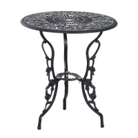 Outsunny Set Tavolo e due Sedie da Giardino in Stile Rétro con Decorazioni Floreali Color Bronzo(m-4)