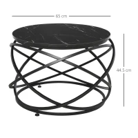 HOMCOM Masuta pentru Cafea Rotunda Blat Efect Marmura Cadru din Metal Negru(m-3)