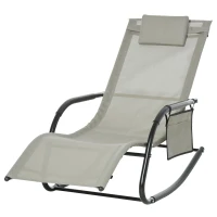 Outsunny Sezlong Balansoar de Gradina cu buzunar lateral si pernuta, in Metal 62L x 88L x 165Hcm(m-1)