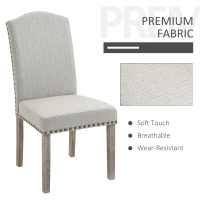 HOMCOM Set 2 Scaune Captusite Stil Classic pentru Living si Sufragerie Gri Deschis(m-4)