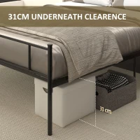 Cadru de Pat de o Persoana, mai mare HOMCOM din Otel cu Sipci Integrate, Tablie cap si Tablie piciore, 140x200cm(m-6)