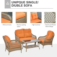 Outsunny Set Mobilier de Gradina in Ratan PE 2 fotolii Canpea cu 2 locuri si masa(m-5)