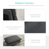 HOMCOM Fotoliu cu Suport pentru picioare Design Chaise Longue Rabatabil din In Gri(m-5)