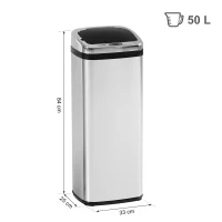 HomCom cos de gunoi patrat, din inox, cu senzor automat, 50L(m-7)