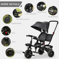 HOMCOM Carucior tricicleta cu Maner Pliabil pentru copii de 1-5 Ani(m-9)