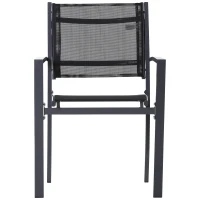 Outsunny Set 2 Scaune de Exterior din Otel si Textilen Negru(m-8)