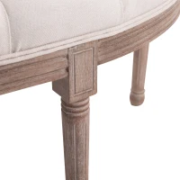 HOMCOM Banca pentru Capatul patului Semicirculara cu Structura de Lemn si Capitonata in Stil Chesterfield Beige 140,5x51x48cm(m-8)