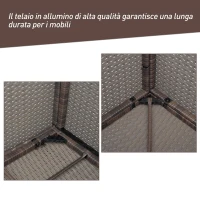 Outsunny Set Mobilier PE Rattan Masa de Pranz, 4 Scaune si 4 Taburet cu Perne,Maro(m-9)