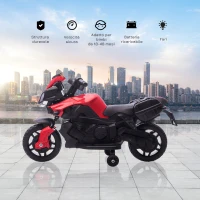HOMCOM Motocicleta electrica cu faruri si claxon, 3 km/h, pentru copii 18-48 luni, Rosu(m-4)