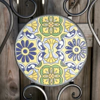 Outsunny Set Masa si Scaune de Gradina din Metal cu Majolica Colorata(m-7)