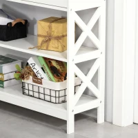 Homcom Masa Consola 100×30,5×80 cm – Alba, cu Sertare & Rafturi(m-8)