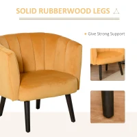 HOMCOM Fotoliu din Catifea pentru Sufragerie Fotoliu scaun pentru Dormitor Galben(m-5)