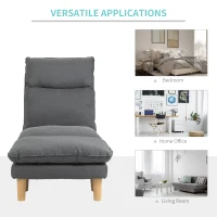 HOMCOM Fotoliu cu Suport pentru picioare Design Chaise Longue Rabatabil din In Gri(m-6)