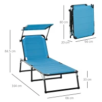 Outsunny Scaun Pliabil Gradina – Cu Copertina & Spatar Reglabil(m-3)