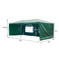 Outsunny Pavilion penrtu Extern Impermeabil din Oțel și PE cu Panouri Detașabile, Verde, 3x6m(m-7)