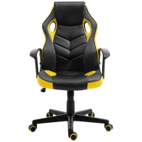 Vinsetto Scaun de Gaming Fotoliu de Birou Rotativ cu Roti din Piele ecologica Negru si galben(m-12)