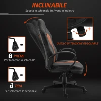 Vinsetto Scaun Ergonomic pentru Jucatori Gaming sau Birou Reglabil din Piele Maro si Neagra 62.5x69x109-119cm(m-5)
