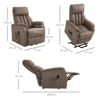 Homcom Fotoliu Recliner de Relaxare cu Spatar Rabaltabil la 150° in Microfibra, Maro 77x93x110 cm(m-3)