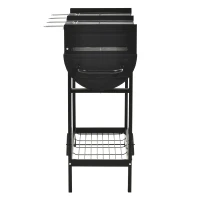 Outsunny Gratar din Otel cu 2 Grile Independente Negru 90cm x 45cm x 96cm(m-9)