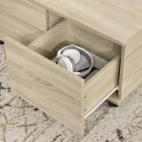 HOMCOM Masuta de Cafea din Lemn cu 2 Sertare, 2 Rafturi si Roti cu Frana, 70x70x35cm - Lemn(m-9)